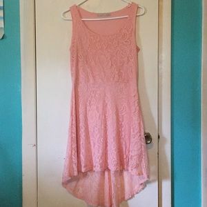 Pink high low dress.